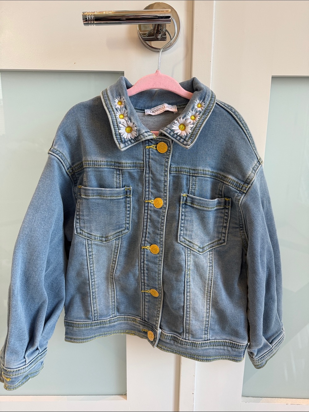 MonnaLisa Light Blue Denim Jacket with Tweety sequined appliqué on the back